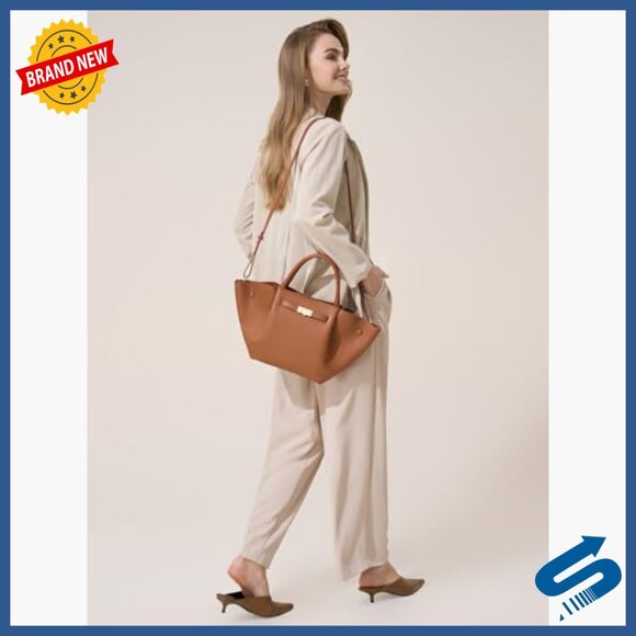 Vegan Leather Handled Tote Bag Large Vegan Leather Tote Bag with Top Handle and Snap Closure